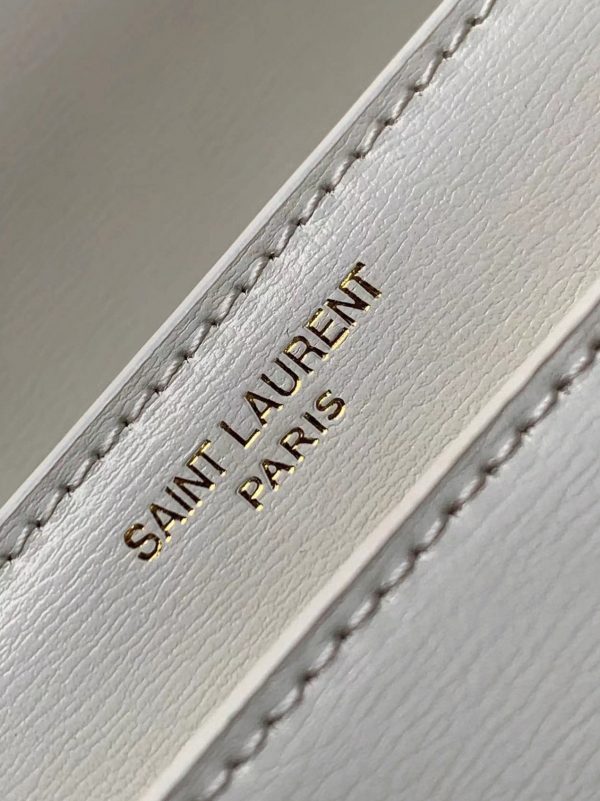 Sac Saint Laurent Sunset Medium à Chaîne en Cuir de Veau Blanc – Image 3
