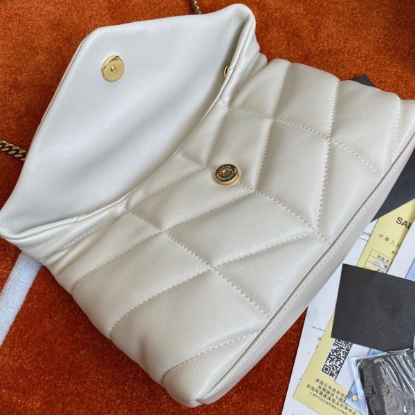 Sac Saint Laurent Puffer Toy en Cuir d’Agneau Matelassé Blanc – Image 3