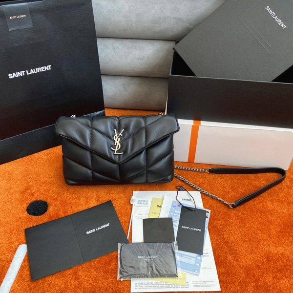 Sac Saint Laurent Puffer Toy en Cuir d’Agneau Matelassé Noir – Image 7
