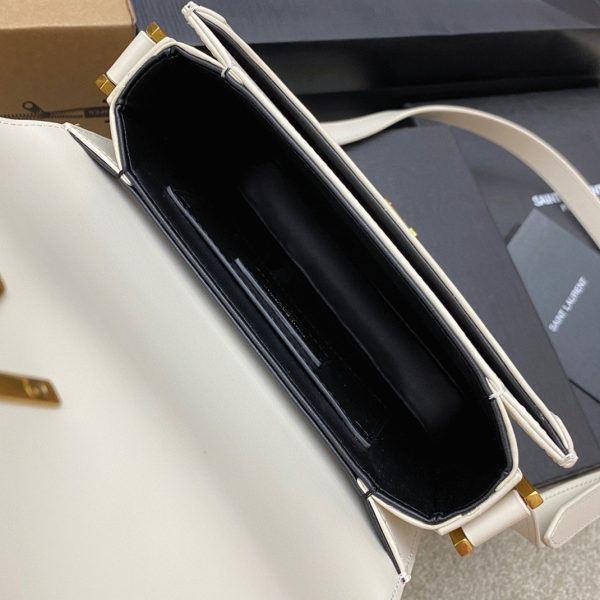 Sac Saint Laurent Solferino Small en Cuir de Veau Blanc – Image 8