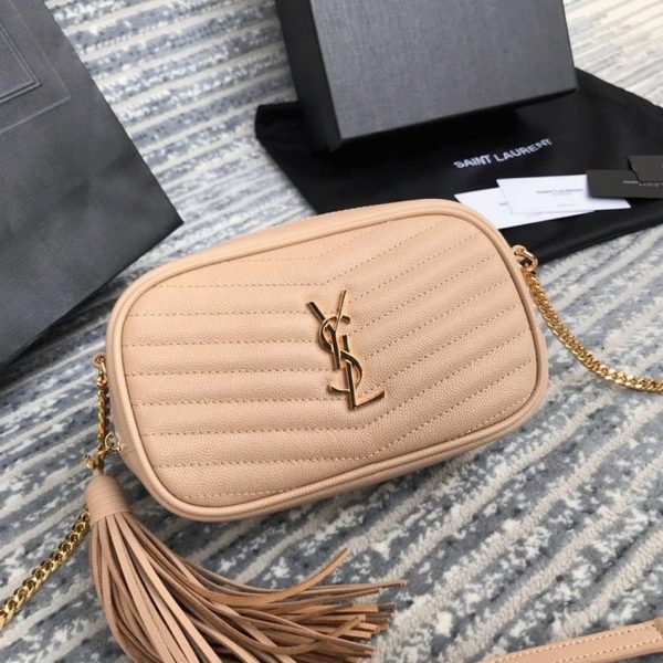 Fausse Sacoche Saint Laurent Lou Mini en Beige – Image 5