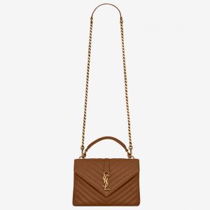 Réplique Sac Saint Laurent College Medium à Chaîne en Marron