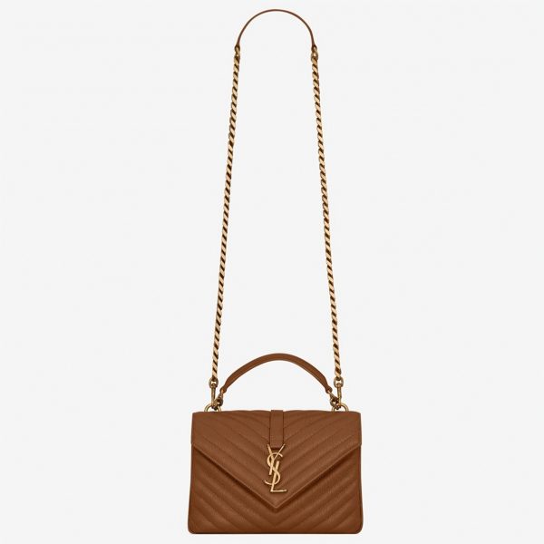 Réplique Sac Saint Laurent College Medium à Chaîne en Marron