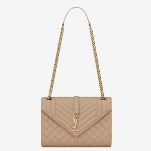 Fausse Sacoche Saint Laurent Envelope Medium en Beige