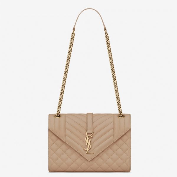 Fausse Sacoche Saint Laurent Envelope Medium en Beige