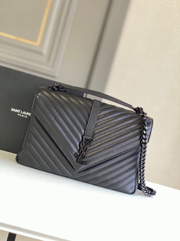 Réplique Sac Saint Laurent College Large à Chaîne en Noir – Image 9
