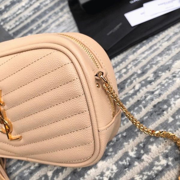 Fausse Sacoche Saint Laurent Lou Mini en Beige – Image 4