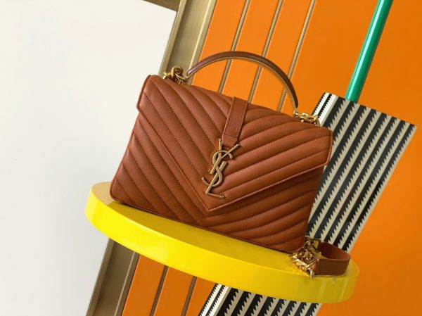 Réplique Sac Saint Laurent College Medium à Chaîne en Marron – Image 3