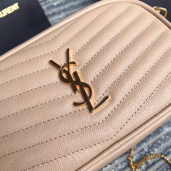 Fausse Sacoche Saint Laurent Lou Mini en Beige – Image 3