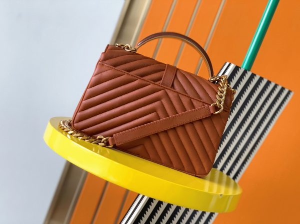 Réplique Sac Saint Laurent College Medium à Chaîne en Marron – Image 4