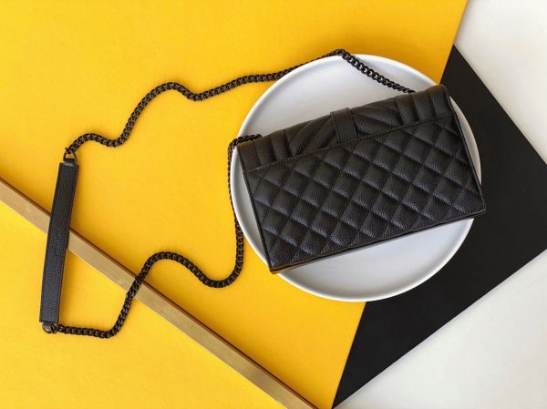 Fausse Sacoche Saint Laurent Envelope Small Noir avec Ferrures Noires – Image 8