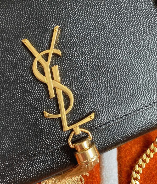 Sac Saint Laurent Kate Medium à Frange en Noir – Image 7