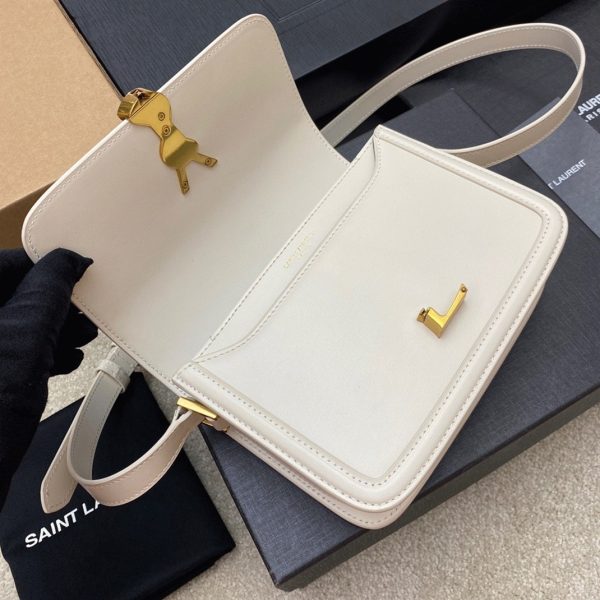 Sac Saint Laurent Solferino Small en Cuir de Veau Blanc – Image 5