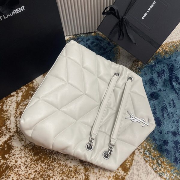 Sac Saint Laurent Puffer Medium à Chaîne en Cuir d’Agneau Ivoire – Image 6