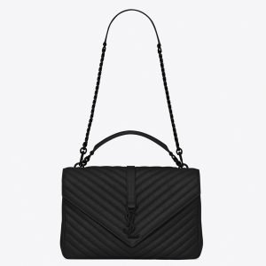 Réplique Sac Saint Laurent College Large à Chaîne en Noir