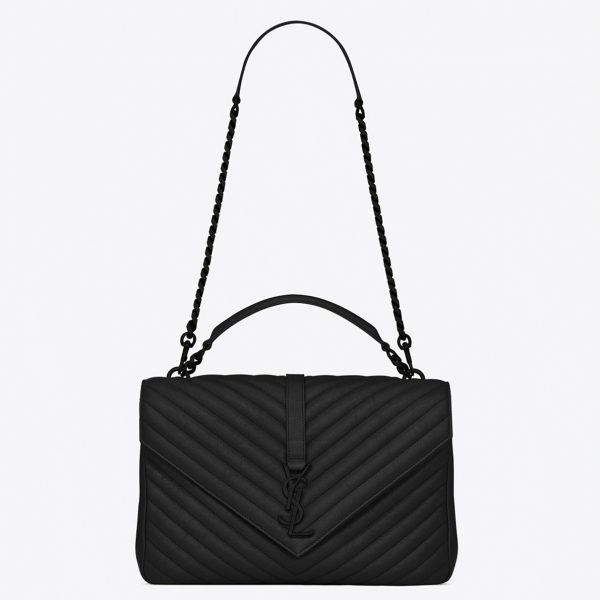 Réplique Sac Saint Laurent College Large à Chaîne en Noir