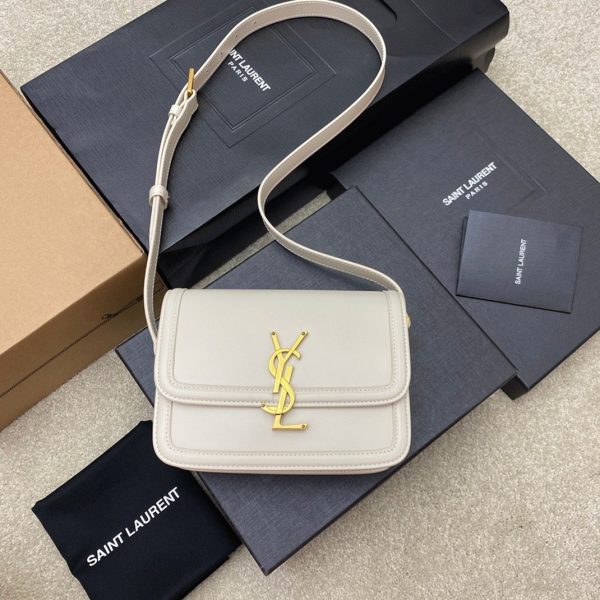 Sac Saint Laurent Solferino Small en Cuir de Veau Blanc – Image 2