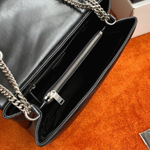 Fausse Sacoche Saint Laurent LouLou Medium à Chaîne en Noir – Image 2