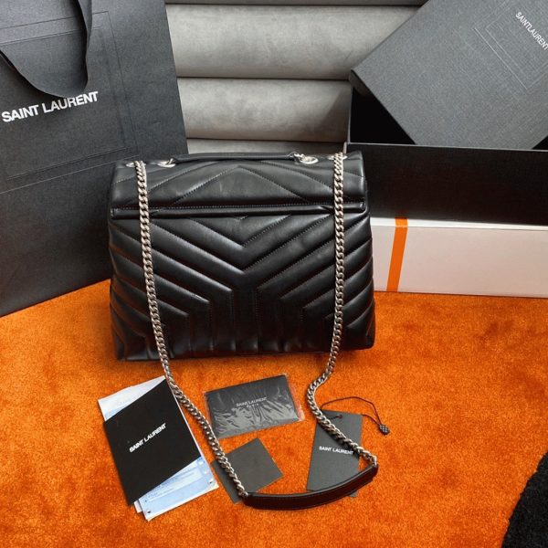 Fausse Sacoche Saint Laurent LouLou Medium à Chaîne en Noir – Image 11
