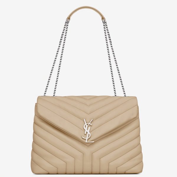 Contrefaçon Sac Saint Laurent LouLou Medium à Chaîne en Poudre
