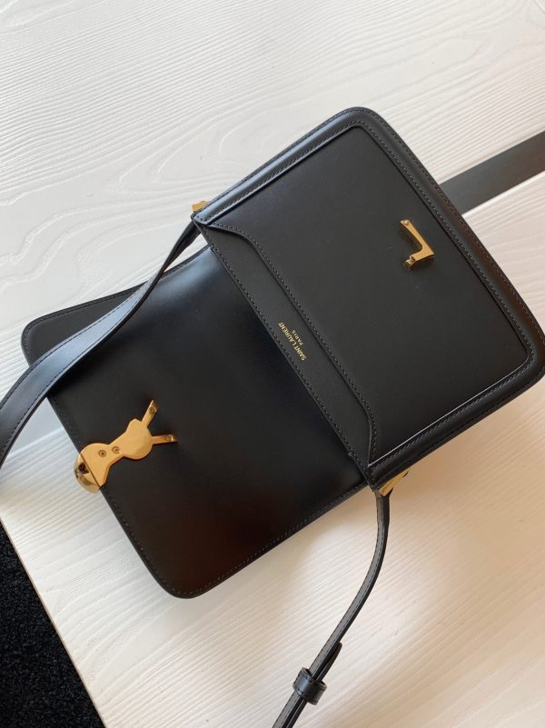 Sac Saint Laurent Solferino Small en Cuir de Veau Noir – Image 6