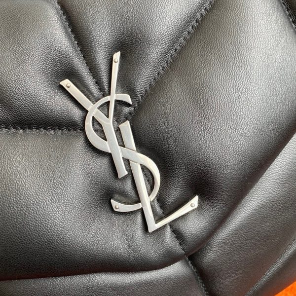 Sac Saint Laurent Puffer Medium à Chaîne en Agneau Noir – Image 8