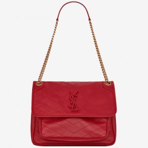 Contrefaçon Sac Saint Laurent Niki Medium à Chaîne en Rouge