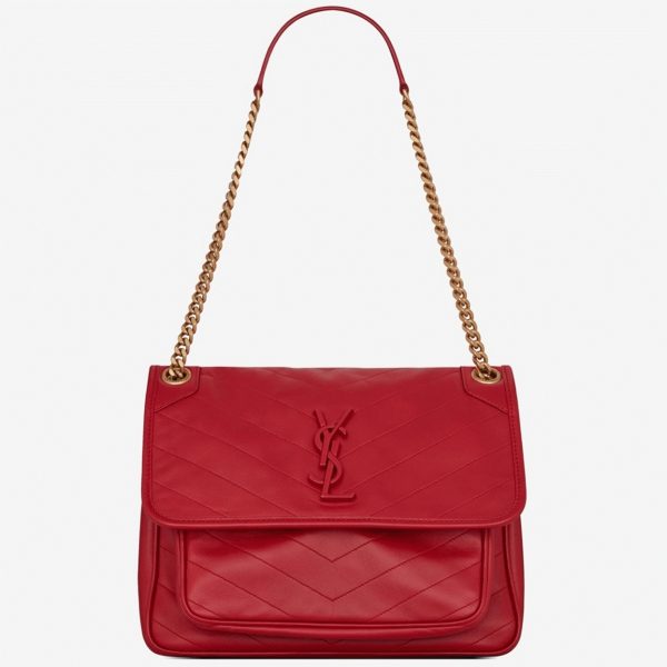 Contrefaçon Sac Saint Laurent Niki Medium à Chaîne en Rouge
