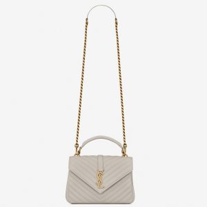 Contrefaçon Sac Saint Laurent College Medium à Chaîne en Blanc