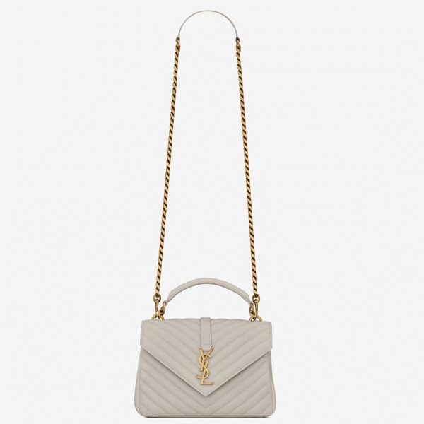Contrefaçon Sac Saint Laurent College Medium à Chaîne en Blanc