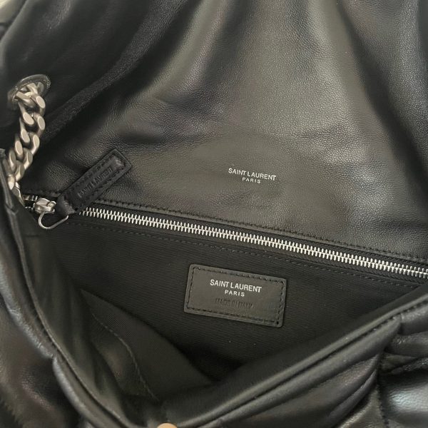 Sac Saint Laurent Puffer Medium à Chaîne en Agneau Noir – Image 6