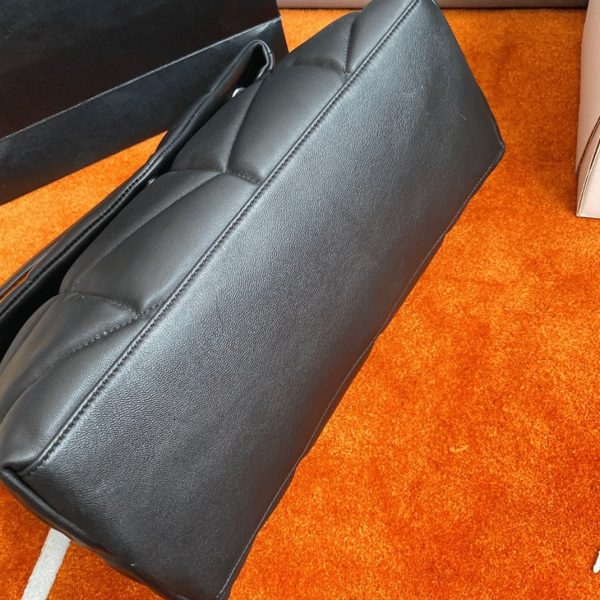 Sac Saint Laurent Puffer Medium à Chaîne en Agneau Noir – Image 4