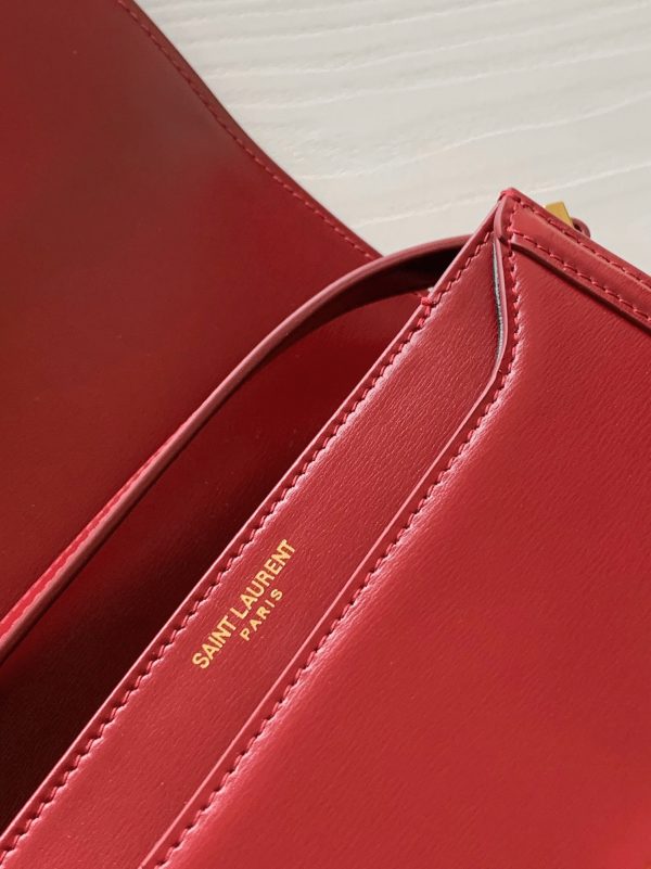 Sac Saint Laurent Solferino Small en Cuir de Veau Rouge – Image 10