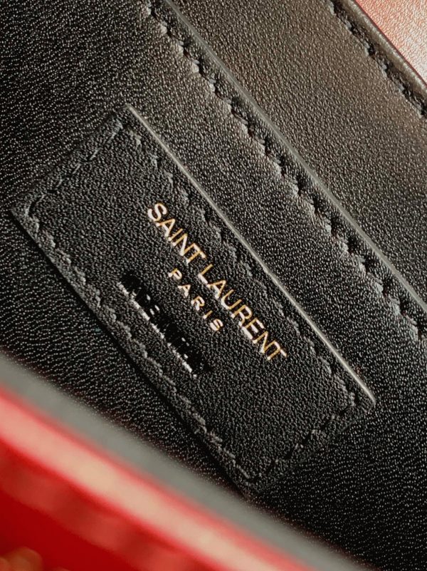 Sac Saint Laurent Solferino Small en Cuir de Veau Rouge – Image 9