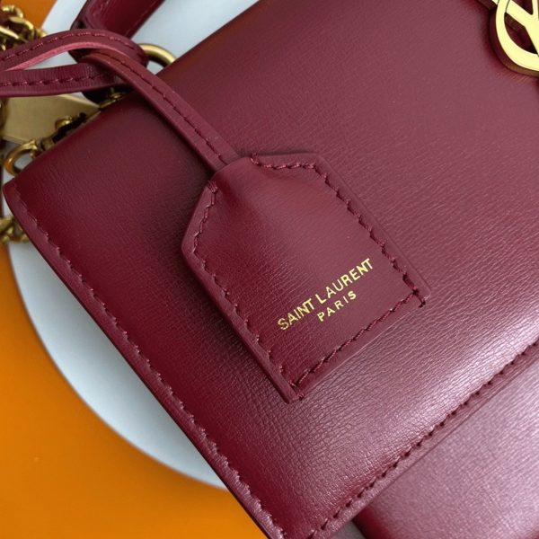 Sac Saint Laurent Sunset Medium avec Poignée en Cuir de Veau Rouge – Image 8