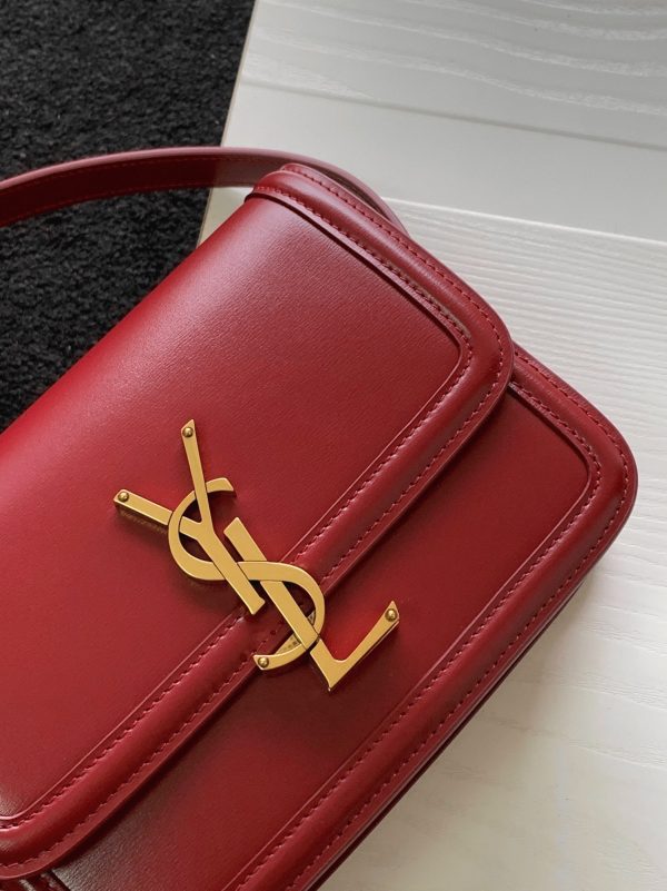 Sac Saint Laurent Solferino Small en Cuir de Veau Rouge – Image 8