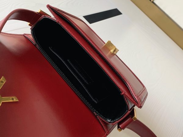 Sac Saint Laurent Solferino Small en Cuir de Veau Rouge – Image 7