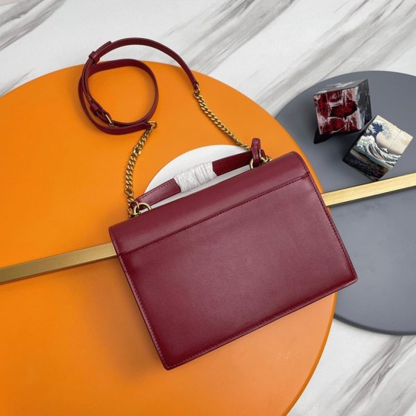 Sac Saint Laurent Sunset Medium avec Poignée en Cuir de Veau Rouge – Image 6