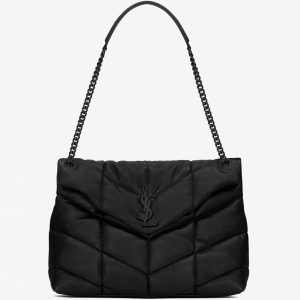 Sac Saint Laurent Puffer Medium à Chaîne Noir Intégral en Cuir d’Agneau