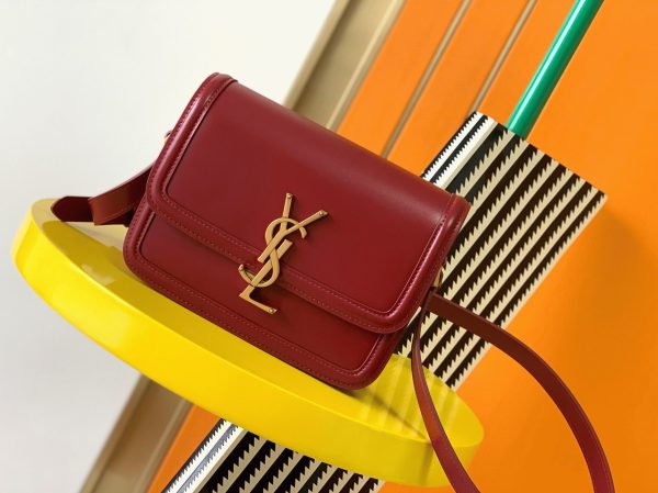 Sac Saint Laurent Solferino Small en Cuir de Veau Rouge – Image 6