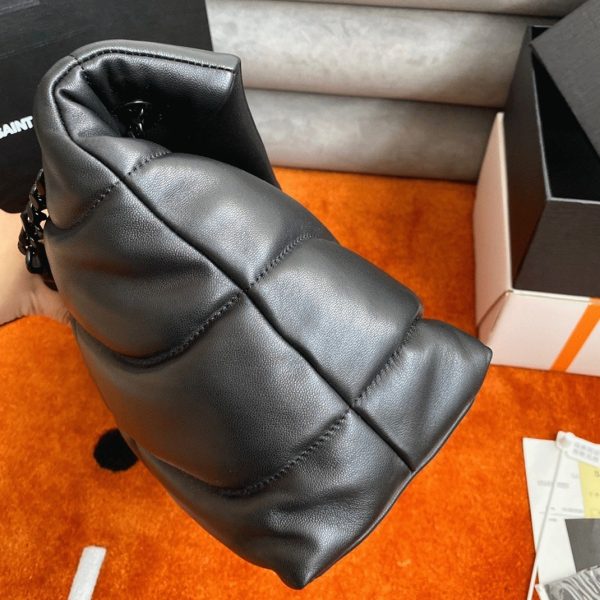 Sac Saint Laurent Puffer Medium à Chaîne Noir Intégral en Cuir d’Agneau – Image 7