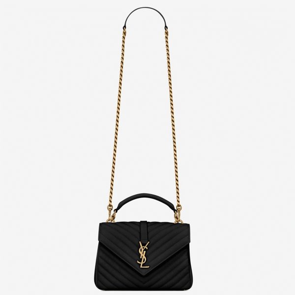 Fausse Sacoche Saint Laurent College Medium à Chaîne en Noir