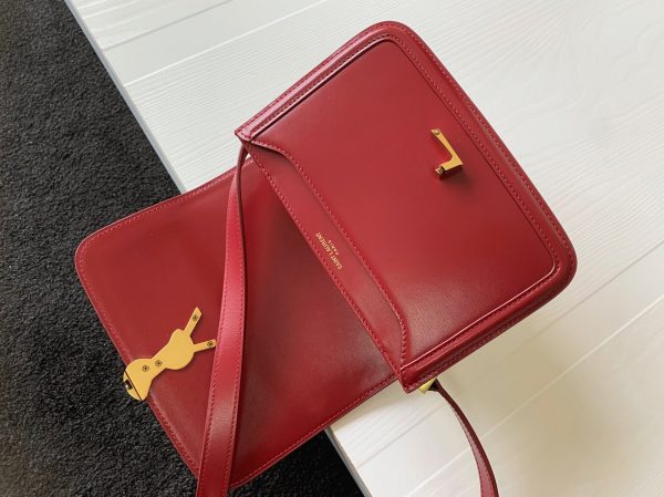 Sac Saint Laurent Solferino Small en Cuir de Veau Rouge – Image 3