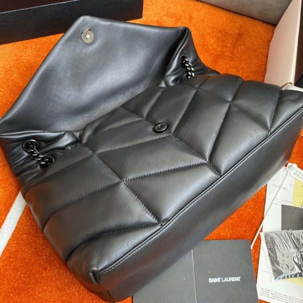 Sac Saint Laurent Puffer Medium à Chaîne Noir Intégral en Cuir d’Agneau – Image 3