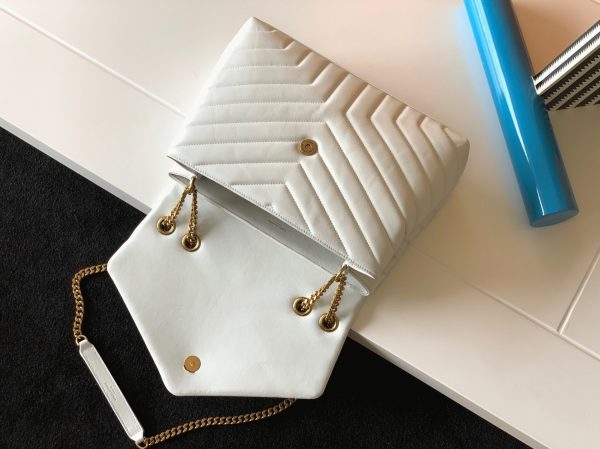Réplique Sac Saint Laurent LouLou Medium à Chaîne en Blanc – Image 2