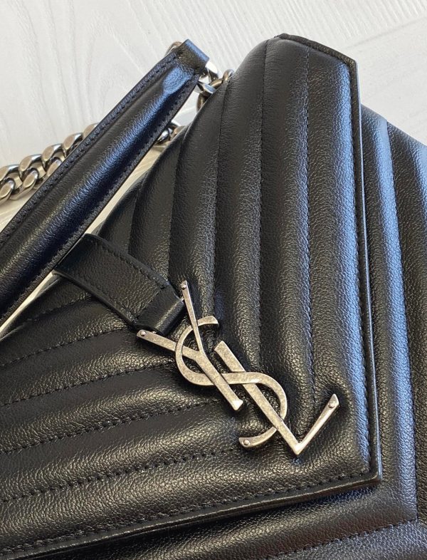 Réplique Sac Saint Laurent College Medium à Chaîne en Noir – Image 3