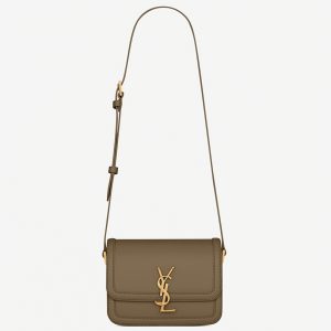 Sac Saint Laurent Solferino Small en Cuir de Veau Vert Kaki