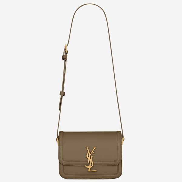Sac Saint Laurent Solferino Small en Cuir de Veau Vert Kaki
