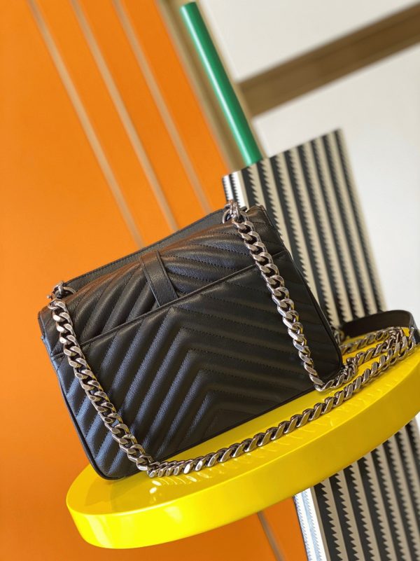 Réplique Sac Saint Laurent College Medium à Chaîne en Noir – Image 4