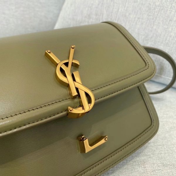 Sac Saint Laurent Solferino Small en Cuir de Veau Vert Kaki – Image 8